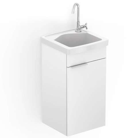 Tanque com Gabinete para Lavanderia com Pia 7l 38x39cm Branco Celite