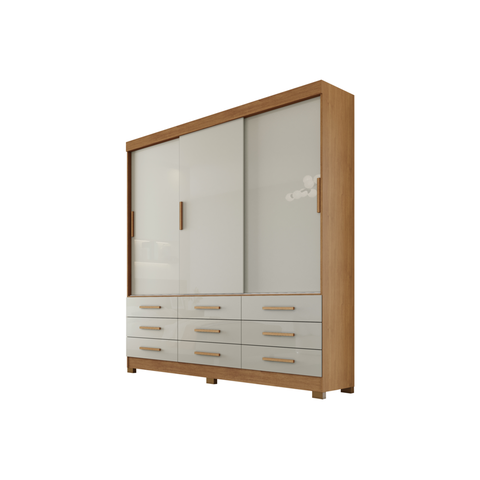 Guarda Roupa Solteiro Buriti 3 Portas e 9 Gavetas Nh Rei de Casa Cumaru/Fendi