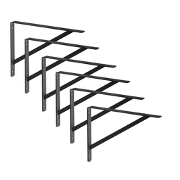 6x Suporte Mão Francesa Forte P/ Prateleira 40cm - Preta - 1
