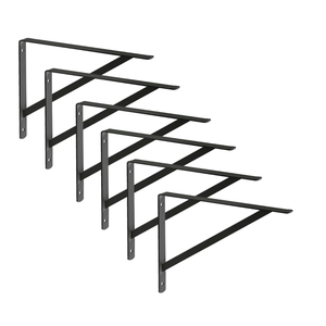 6x Suporte Mão Francesa Forte P/ Prateleira 40cm - Preta