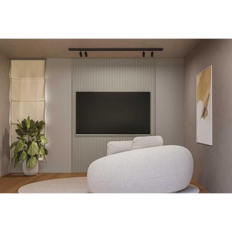 Painel de Cozinha até 75 Pol Modular 1.8 Ripado 180x250cm Gris Fosco - Linea Brasil