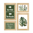 Ver imagem 1 de Kit 4 Quadros para Decoração Folhas Plantas Frases Sala Cozinha
