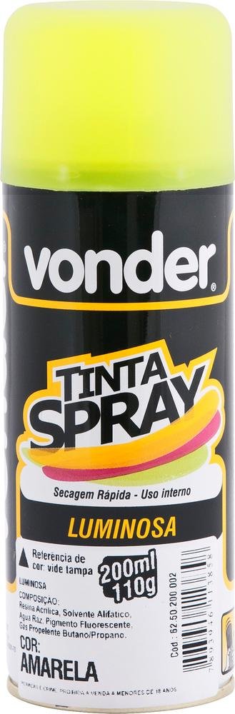 Tinta spray luminosa amarelo 200ml/110g - Vonder - 1