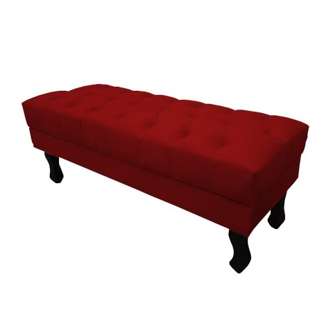 Recamier Baú Luis Xv Capitonê Retrô 120 cm Suede Vermelho Ms Decor