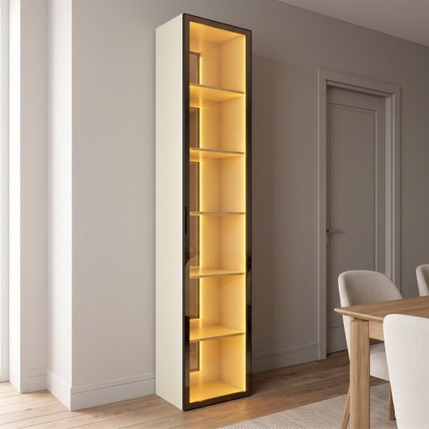 Cristaleira 1 Porta 38cm com Espelho e LED
