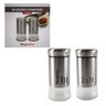 Saleiro e Pimenteiro de Inox com Fundo de Vidro Kit 2 em 1 Luxo Pote de Condimentos - 1
