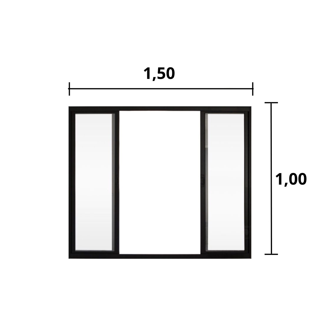 Janela de Correr 4 Folhas S/ Grade Aluminio Preto 1.00 x 1.50 Linha Modular - Hale - 2