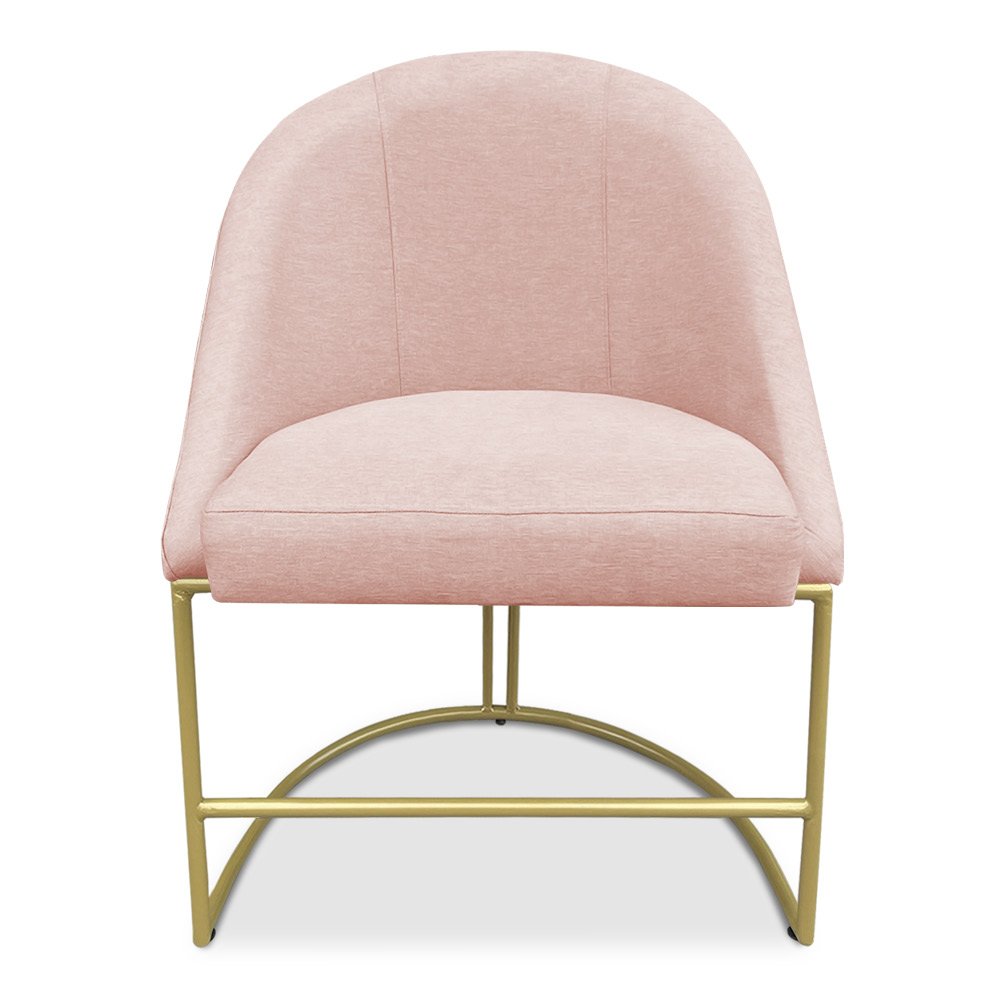 Cadeira Poltrona de Jantar Bela Suede Rosa Bebê Base Metálica Industrial Dourado - Pallazio - 3