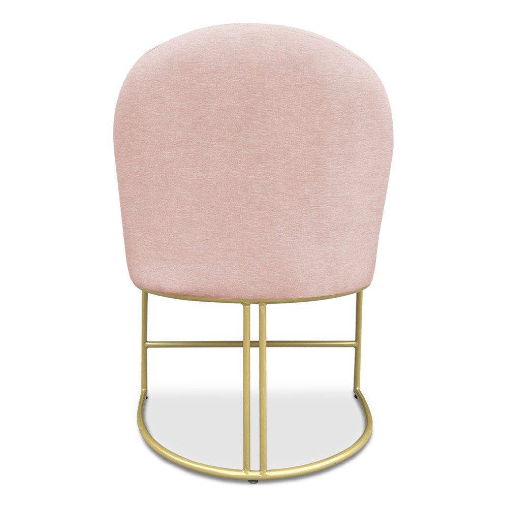 Cadeira Poltrona de Jantar Bela Suede Rosa Bebê Base Metálica Industrial Dourado - Pallazio - 5