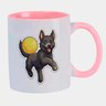 Caneca Branca com Interna Rosa Y4 Cachorro Preto Bola - 1