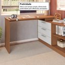 Ver imagem 4 de Mesa Escrivaninha com Cômoda com 3 Gavetas e 2 Nichos American Marrom/Freijó com Branco