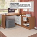 Ver imagem 7 de Mesa Escrivaninha com Cômoda com 3 Gavetas e 2 Nichos American Marrom/Freijó com Branco