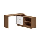 Ver imagem 2 de Mesa Escrivaninha com Cômoda com 3 Gavetas e 2 Nichos American Marrom/Freijó com Branco