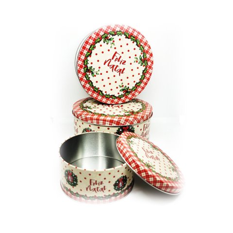 Jogo Latas de Natal Potes Decorados 3 Tamanhos - Master Christmas