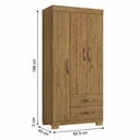 Ver imagem 3 de Guarda-Roupa Solteiro 3 Portas, 2 Gavetas e Pés Light Plus Marrom/Cinamomo