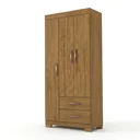 Ver imagem 2 de Guarda-Roupa Solteiro 3 Portas, 2 Gavetas e Pés Light Plus Marrom/Cinamomo