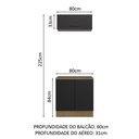 Ver mais imagens de Kit com Balcão e Armário Aéreo Multiuso 80cm Rustic/preto Agata Madesa Rustic/preto