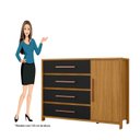 Ver imagem 5 de Cômoda Rack 1 Porta e 4 Gavetas Lumis Preto/Carvalho Americano/Tx