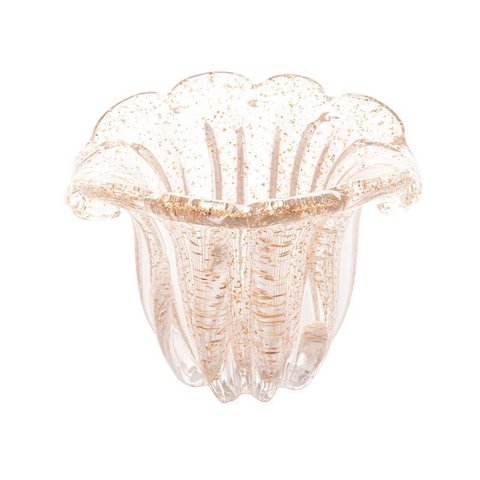 Vaso de Vidro Italy Dourado 15,5cm X 12cm X 12,5cm