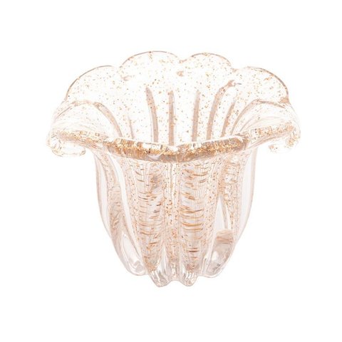 Vaso de Vidro Italy Dourado 15,5cm X 12cm X 12,5cm