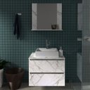 Ver imagem 1 de Conjunto Para Banheiro Armarios Com Cuba E Espelho BN9 Marmore Branco Tecno Mobili