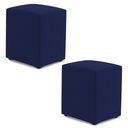Ver imagem 1 de Kit 02 Puffs Decorativos Sala de Estar Quadrado 36x47cm Suede Azul Marinho - Desk Design