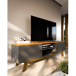 Rack Viena 1.8 P/ Tv até 75 Pol Sala de Estar-oferta:cinza/freijó - 2