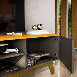 Rack Viena 1.8 P/ Tv até 75 Pol Sala de Estar-oferta:cinza/freijó - 4