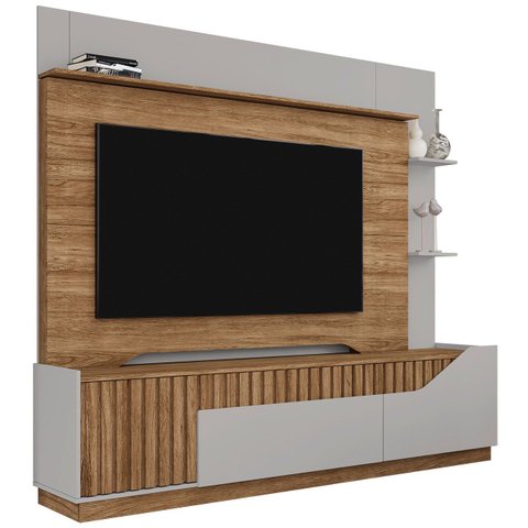 Estante Painel para Tv 75 Pol 210cm Shay Cinamomo/off B02 - Mpozenato
