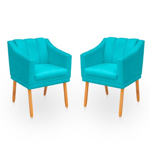 Kit Poltrona Cadeira para Sala Confortável e Moderna Mila Suede