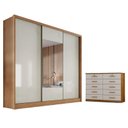 Ver imagem 1 de Guarda Roupa Casal Medelim e Gaveteiro Milão com Chave Cumaru 25 Fendi - Novo Horizonte
