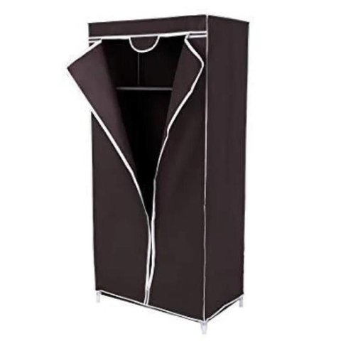 Armário Camping Portátil Preto Guarda-roupa Multifuncional com Arara e Cabideiro