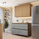 Ver imagem 1 de Cozinha Completa Modulada 2 Peças 3 Portas 4 Gavetas Norten Marrom/Verde/Nature