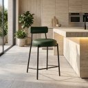 Ver imagem 1 de Banqueta Cozinha Alta com Encosto Industrial Preto Londres PU Verde D03 - D’Rossi