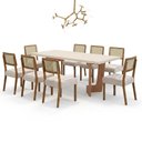Ver imagem 2 de Mesa de Jantar Liz 180x90cm Vidro 40mm Cinamomo Off White com Kit 8 Cadeiras Veludo Palha - Valdemóv