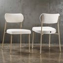 Ver imagem 2 de Conjunto 2 Cadeiras Lavínia Linho Bege/aço Champanhe - Salaone