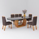 Ver imagem 2 de Sala de Jantar 196x90 Mdf/vidro 6 Cadeiras Mel Bom Pastor