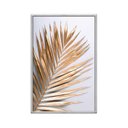 Ver imagem 1 de Quadro Decorativo - Folha de Palmeira Tropical Dourada Flnt040 - Vidro com Impressão Uv - 80x60cm