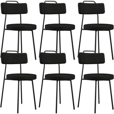 Kit 06 Cadeiras Decorativas Estofada Para Sala De Jantar Barcelona L02 Poliéster Preto - Lyam Decor