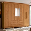 Ver imagem 1 de Guarda Roupa Casal 8 Portas 6 Gavetas Paranavai c/ Pés e Espelho Cinamomo