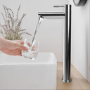 Ver mais imagens de Kit 2 Torneiras para Banheiro Bica Alta Fria Aço Escovado Fc-142