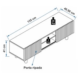 Rack Baixo 2 Portas de Correr Ripada - Madeira Maciça Lutz Home Decor 900 - 3