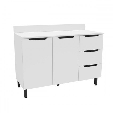 Balcão de Cozinha 120 Cm Meena 2 Portas 3 Gavetas Branco - Politorno