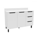 Ver imagem 1 de Balcão de Cozinha 120 Cm Meena 2 Portas 3 Gavetas Branco - Politorno