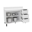 Ver imagem 2 de Balcão de Cozinha 120 Cm Meena 2 Portas 3 Gavetas Branco - Politorno