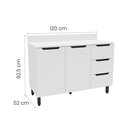 Ver imagem 3 de Balcão de Cozinha 120 Cm Meena 2 Portas 3 Gavetas Branco - Politorno
