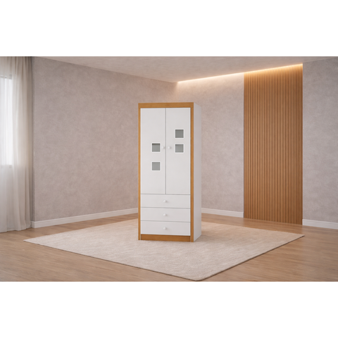 Guarda Roupa Infantil 2 Portas 2 Gavetas Ninho- Mobibaby