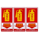Ver imagem 1 de Combo 3 Placas De Sinalização Extintor ABC Pó Químico 15x30 Acesso - X-705 F9e