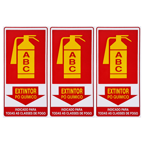 Combo 3 Placas De Sinalização Extintor ABC Pó Químico 15x30 Acesso - X-705 F9e