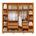 Ver imagem 7 de Guarda-Roupa Casal Reflecta 6 Portas 2 Gavetas com LED Napoli Marrom/Cinamomo